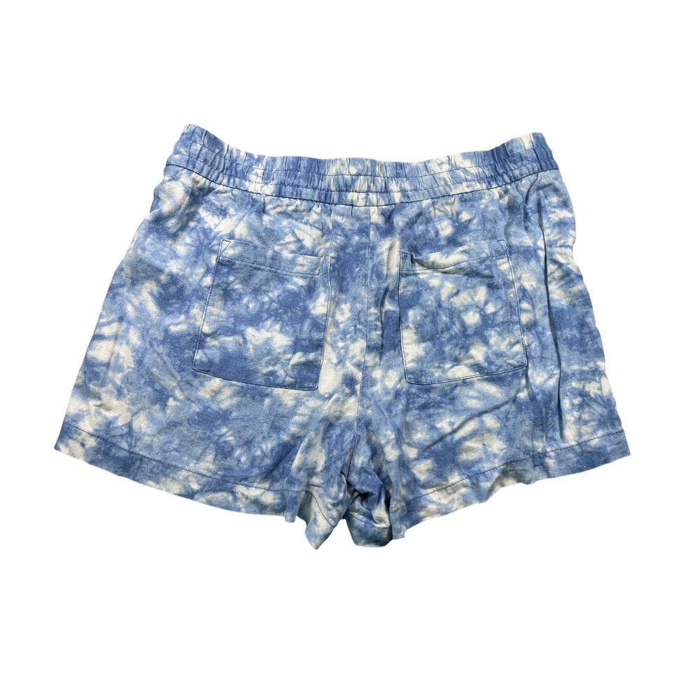 GAP Linen Blend Blue Tie Dye Pull On Shorts Medium Drawstring